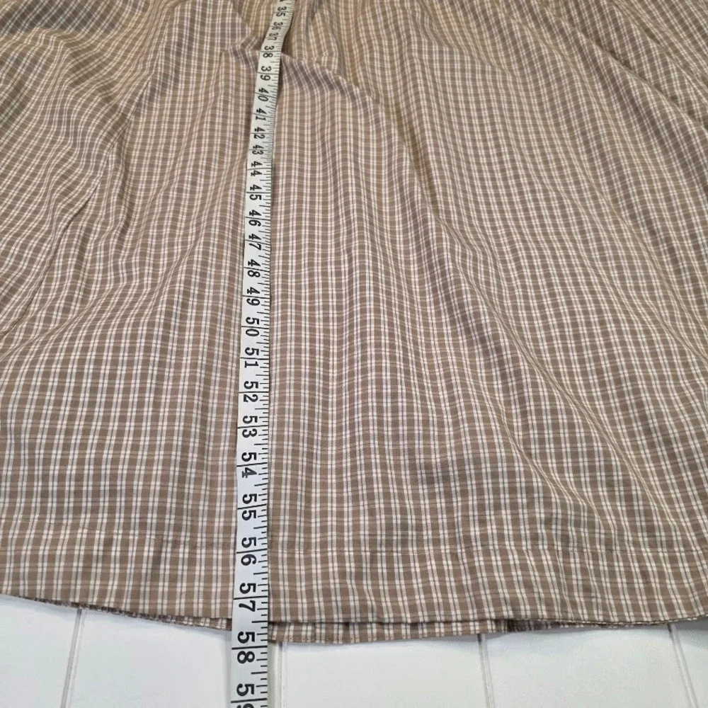 Abercrombie & Fitch L Tall Twist Bodice Maxi Dress Tan Plaid Smocked Back V-Neck